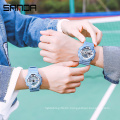 Sanda 299G 292L Sport Trend Ladies Men Digital Wristwatches LED Luminous Chrono Rubber Functional Couple Watches